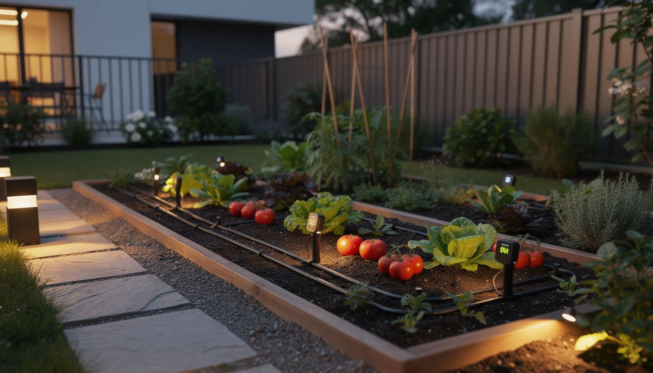 optimisez votre jardin avec la domotique : contrôlez facilement l'arrosage et l'éclairage pour un espace extérieur intelligent, économe en eau et lumineux.
